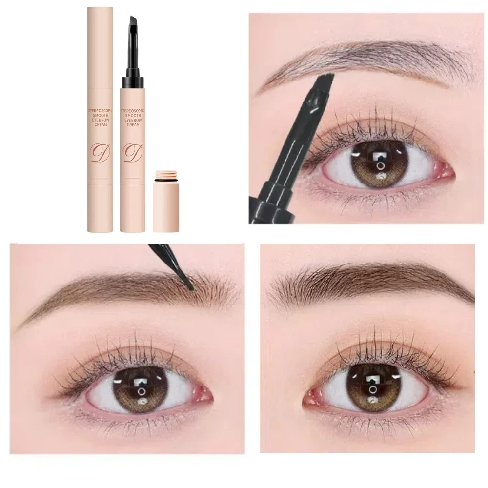 Matita per crema per tintura per sopracciglia Penna per sopracciglia naturale a lunga durata senza sbavature Impermeabile Marrone Grigio Tintura per sopracciglia con pennello Trucco cosmetico