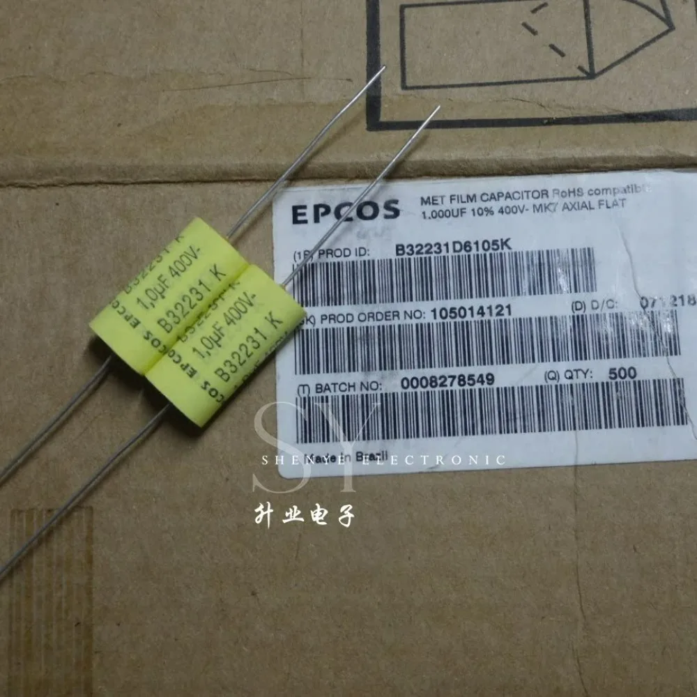 

5 шт./лот EPCOS 1.0 мкФ/400В 1.u0 1uf 105 Абсолютно новый осевой пленочный конденсатор B32231D6105K
