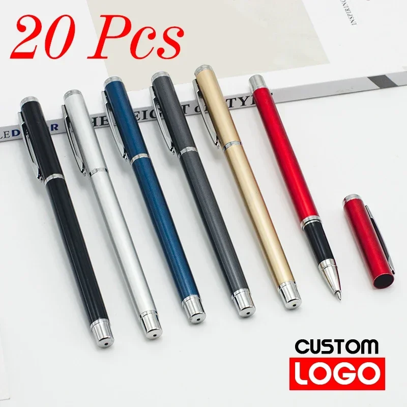 20pcs Business Custom Metal Pen Luxury Pen Laser Carving Customized Gel Pen School Office Gift DIY Name Logo Pens Advertising