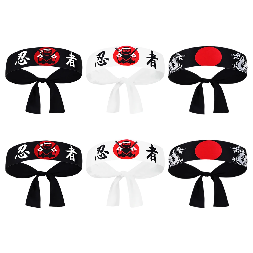 

6 Pcs Ninja Hood Headscarf Headband Chef Bandanas for Men Asian Costume Polyester