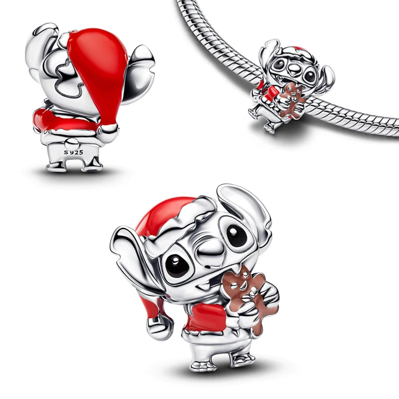 العلامة التجارية الجديدة 925 الفضة ديزني غرزة الساحرة سحر مناسبة ل 925 فضة سوار مفتاح سلسلة DIY بها بنفسك مجوهرات هدية عيد ميلاد