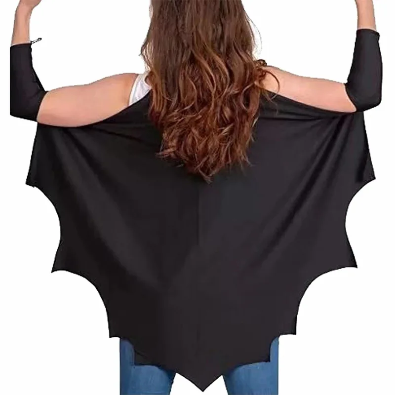 Costumes d'Halloween pour Femmes, Cape en Forme de Chauve-souris, Manches, une Pièce, Noir, Trempé, Cosplay