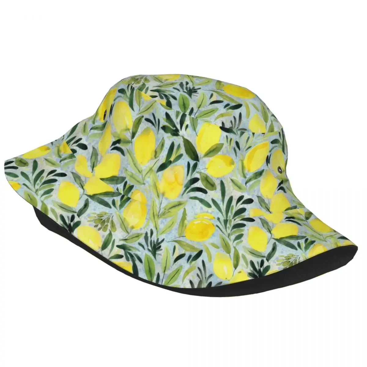 Watercolor Lemon Tree Unisex Bucket Hats Customize Summer Travel Beach Citrus Fruit Botanical Art Hat