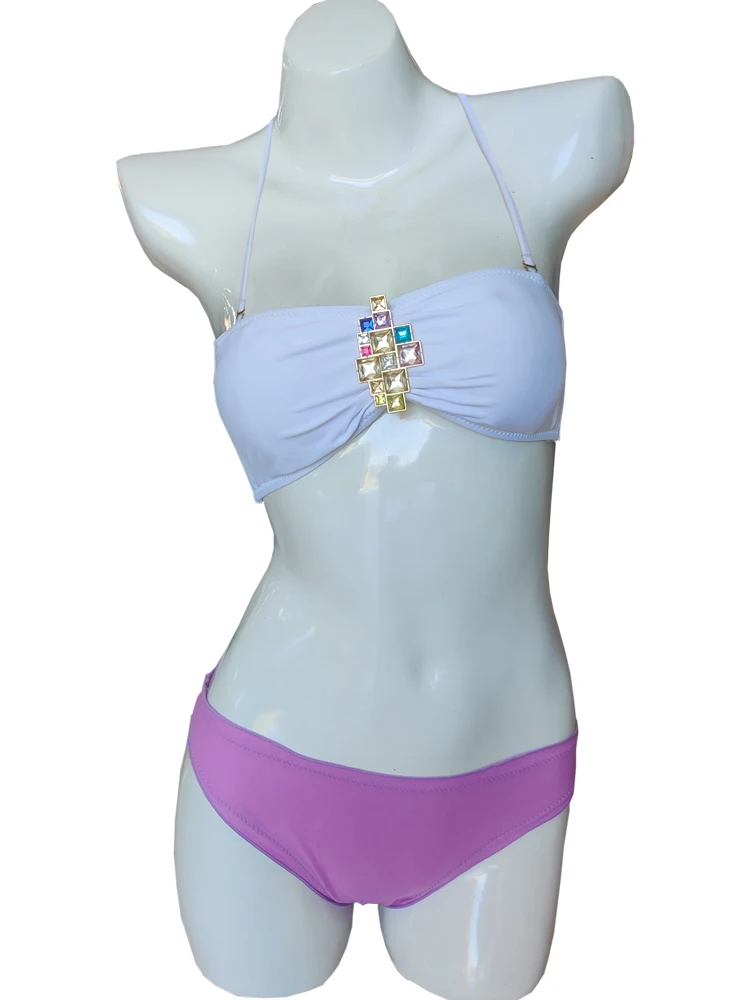 Conjunto de bikini de diamantes de imitación de cristal para mujer, joya de diamante Flash, traje de baño brasileño, bikini push up, bikini nuevo,