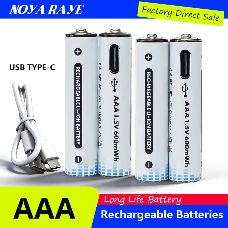 600mWh 1.5V AAA Rechargeable Batteries Li-ion Battery USB For Remote Control Mouse Electric Toy Battery rechargeable battery