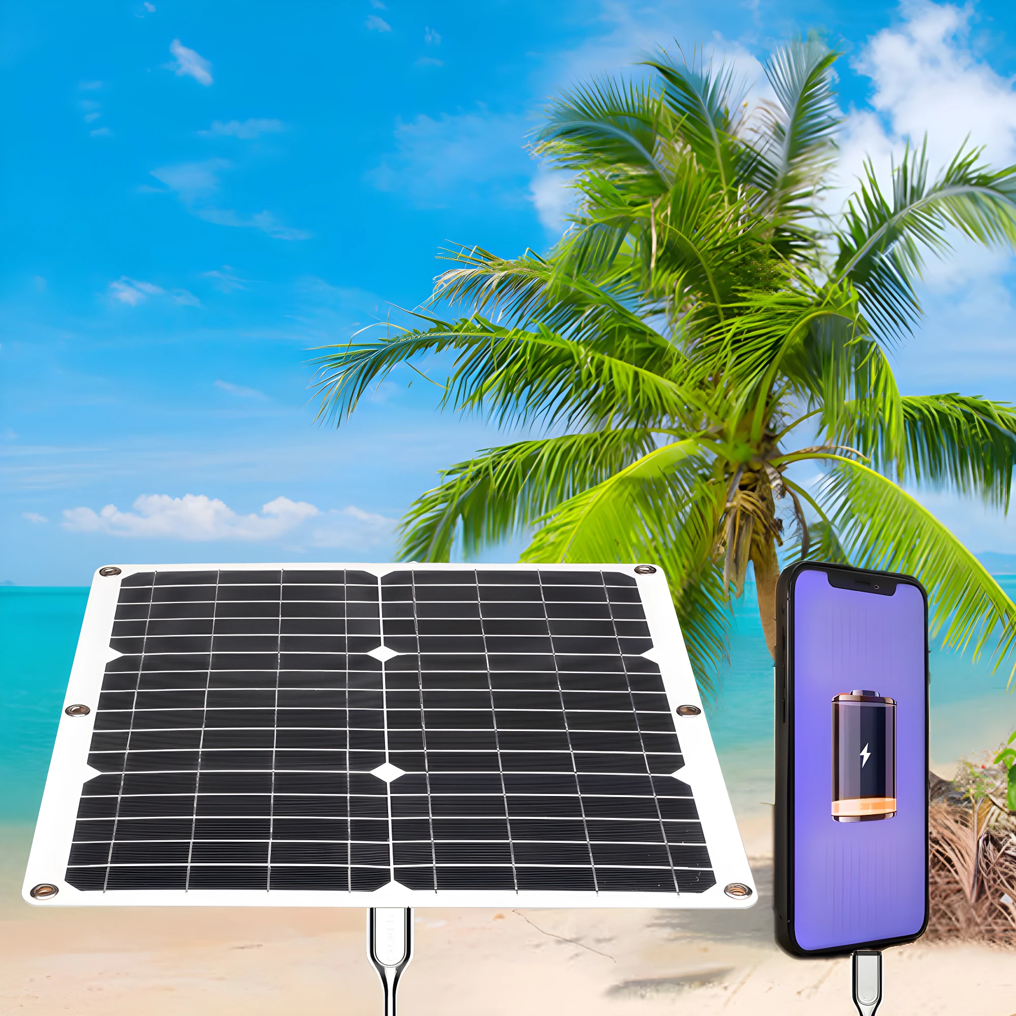 10A/30A/50A/80A/100A Solar Panel Dual USB 5V Mobile Phone Outdoor Emergency Charging Camping Power Solar Panel