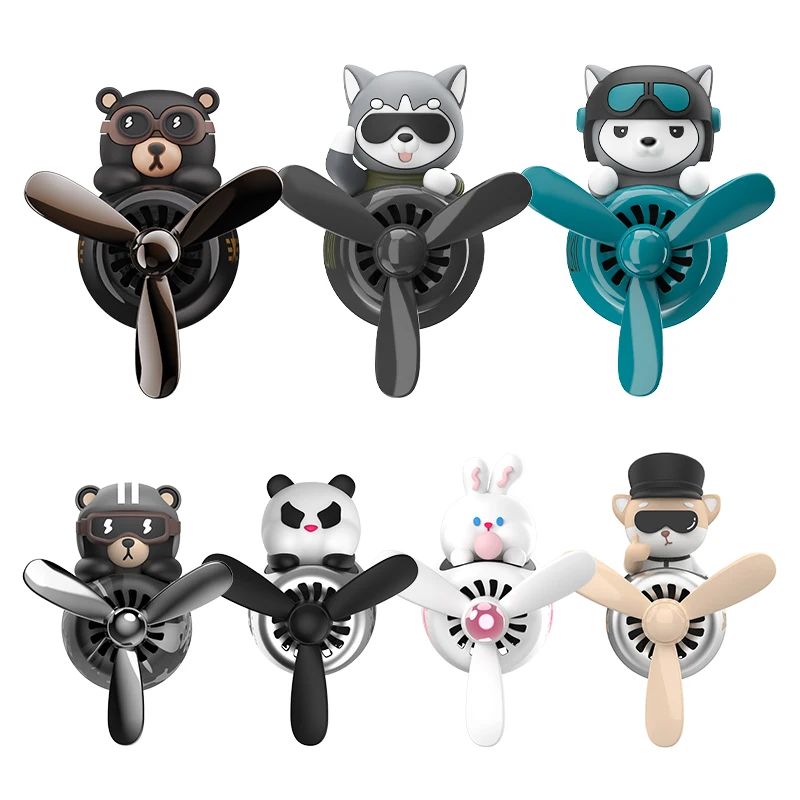 Rotating dispersal cool pilot bear new car air fresheners airplane vent clip perfume men fragrance diffuser aroma fan dispenser image 5