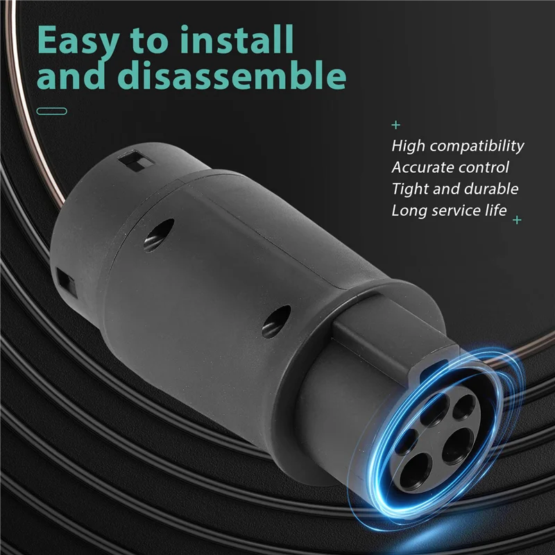 

Адаптер EVSE EV 32A J1772 Вилка типа 1 на тип 2, разъем для зарядки автомобильного зарядного устройства для электромобилей