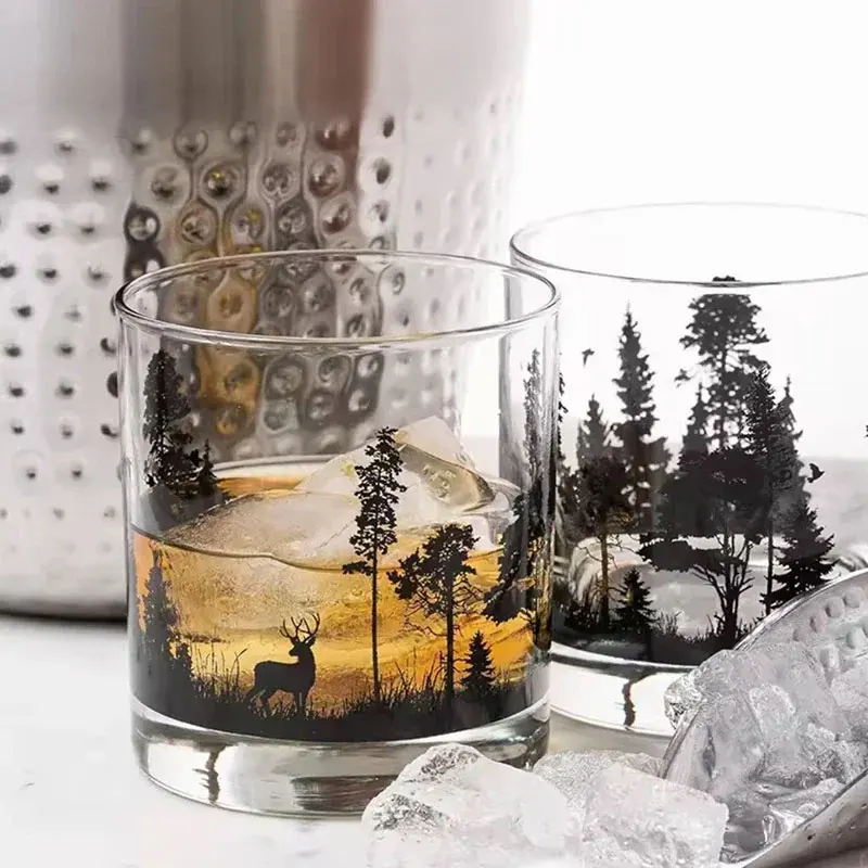 1pcs Iced Coffee Mug Foreign Wine Glass Creative Silhouette Wine Glass Iceberg Glass Cup Party Whiskey Glass Cup New Year Gifts
