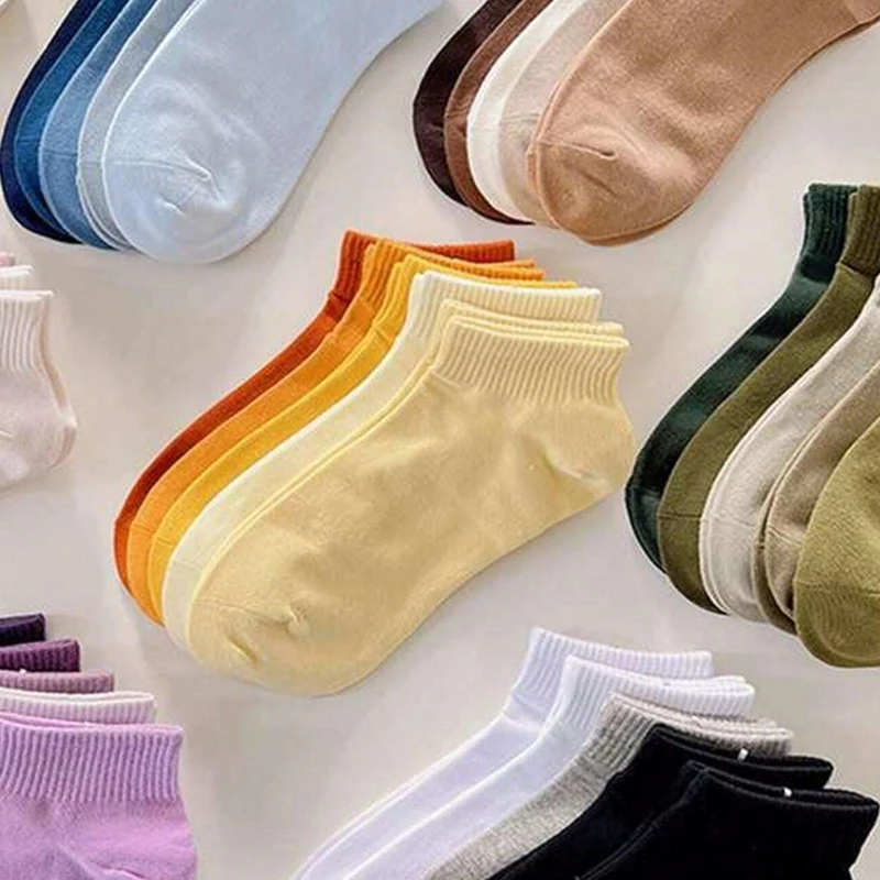 10 Paar einfarbige, einfache Socken für Jugendliche, bequeme, niedrig geschnittene Socken für Mädchen, atmungsaktive, weiche kurze Socken, geeignet für – Detail 3