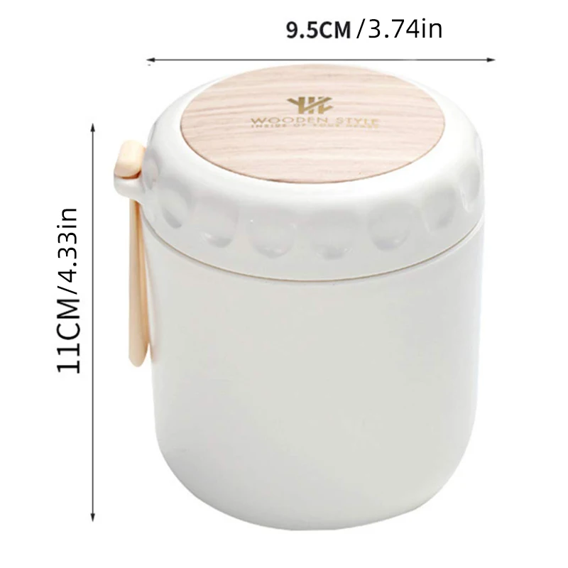 380ml Wood Grain Thermos Box Student Breakfast Lunchbox Portability Outdoor Office Salad Portable Soup Porridge Soup Cans