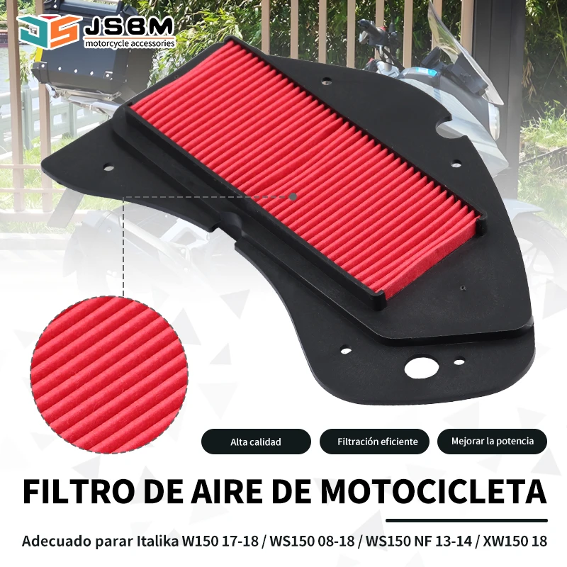 Filtro de aire para motocicleta JSBM para Italika W150 (2017, 2018, 2019, 2020, 2021, 2022, 2023, 2024, 2025, WS150 (2008, 2009, 2011, 2012, 2013, 2014, 2015, 2016-2019), XW150, W-150, WS-150, NF, XW-150, F08010154