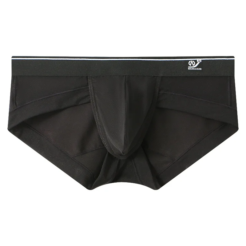 Sexy Men's boxer Ice screen hole cueca large convex  breathable quick dry men's boxers solid color underpants men underwear new