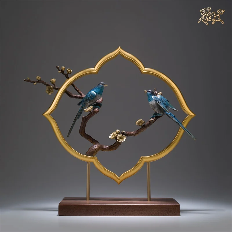 Europe America High grade decoration Handmade color COPPER Sculpture Art statue SHUANG XI LIN MEN bring GOOD LUCK money business