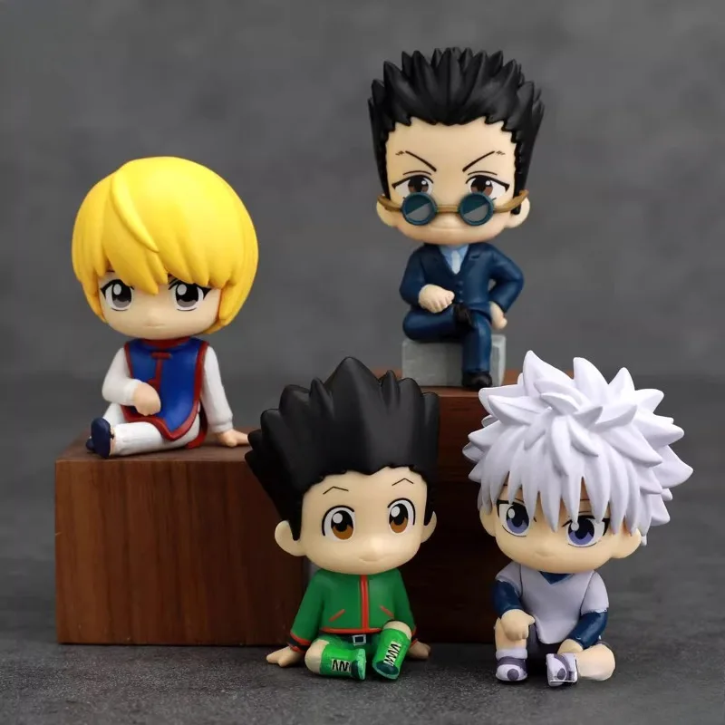 

Anime HUNTER HUNTER Killua Zoldyck GON FREECSS Kurapika Leorio PaladiKnight Figures Q Version Sitting Team Blind Box Toys Gifts
