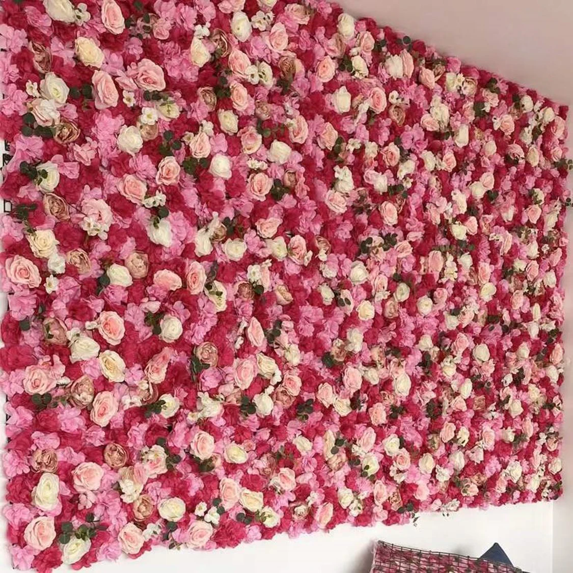 Flower Wall Panel Floral Backdrop Silk Artificial Rose Wall Faux Flower Panel for Wedding Party Birthday Room Home Decor 60*40cm