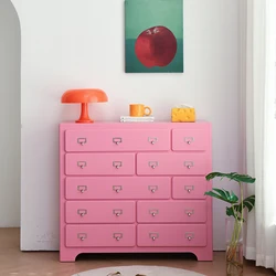 DULTON pink storage drawer cabinet, storage cabinet, solid wood hallway cabinet, dining side cabinet, bucket cabinet