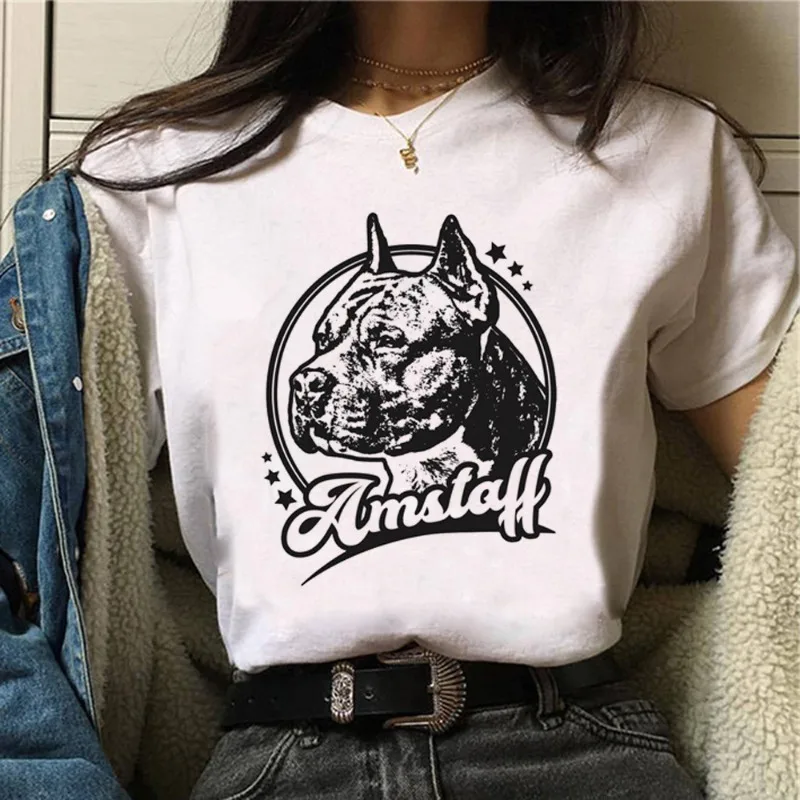 المرأة الكلب طباعة طاقم الرقبة عادية تي شيرت أنثى الشارع الشهير Harajuku الجرافيك تي شيرت #5