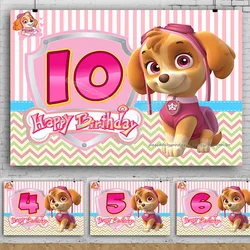 Paw Patrol Kids Shower Birthday Number Backdrop Cartoon Anime Wall Decoration Photography Skye Background Party Supplies Gifts