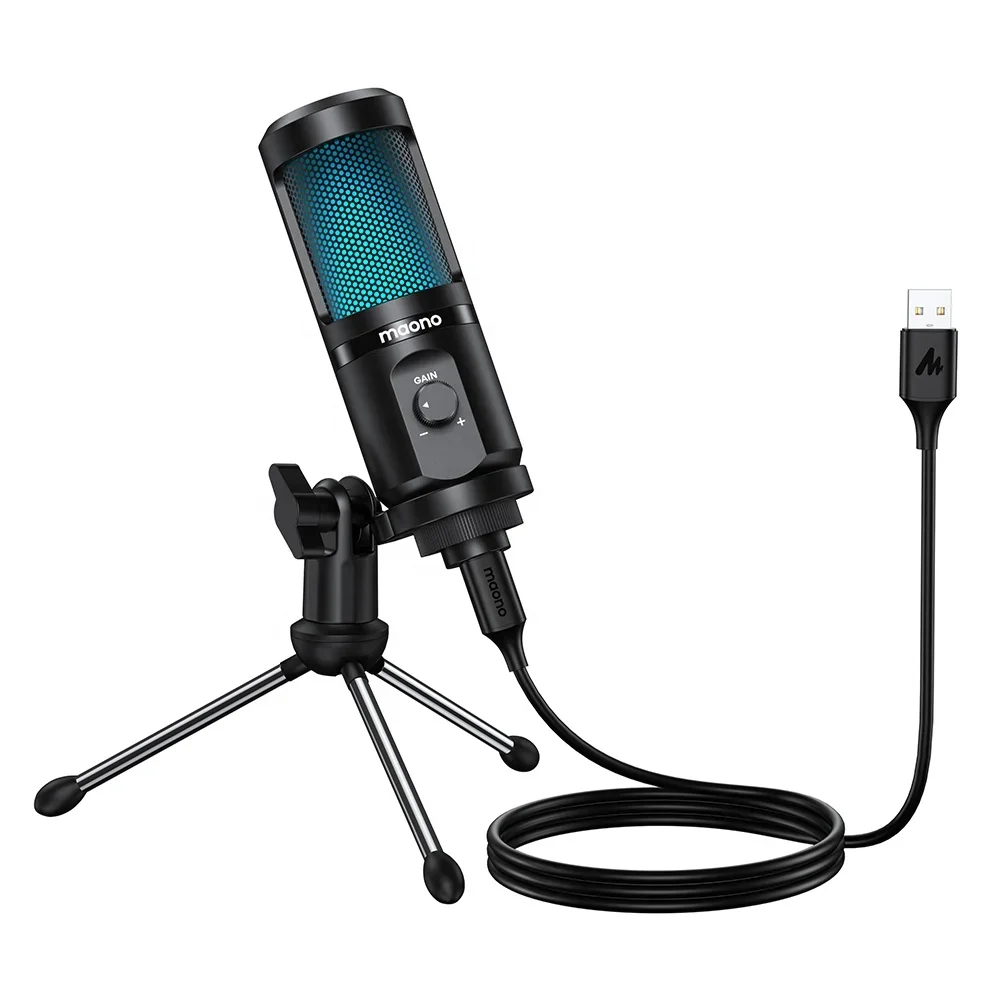 -MAONO Neue RGB Gaming Mikrofon Mit Mic Gain Desktop Mikrofon Podcast Microfono USB Mikrofon Für Gamer Gaming Mikrofone Ansicht 2