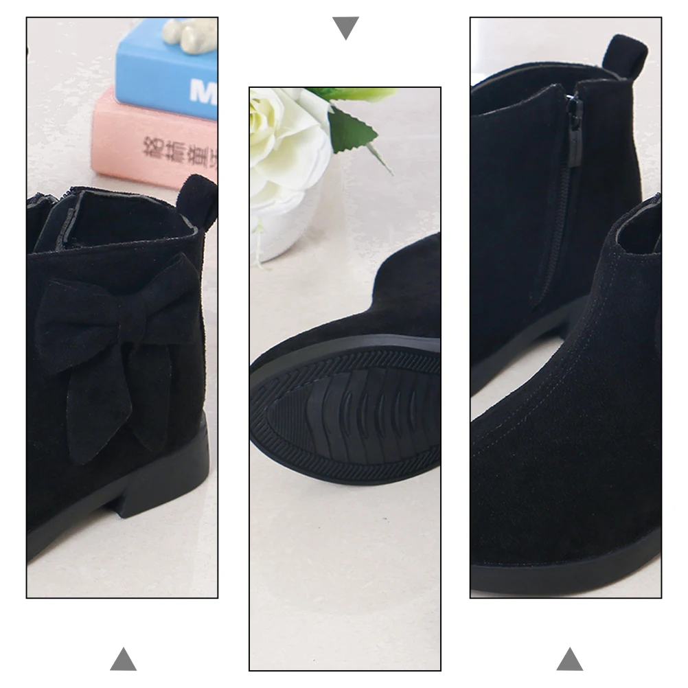 1 زوج الفتيات Bowknot حذاء من الجلد أحذية بوت قصيرة الأطفال الخريف الشتاء أحذية دافئة عادية الاطفال الأحذية الفتيات الجوارب