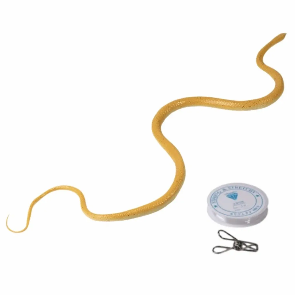 Realistic Simulation Snake Soft S-Shaped Prank Snake Toy with String Clip Lifelike Model Fake Snake Outdoor Camping