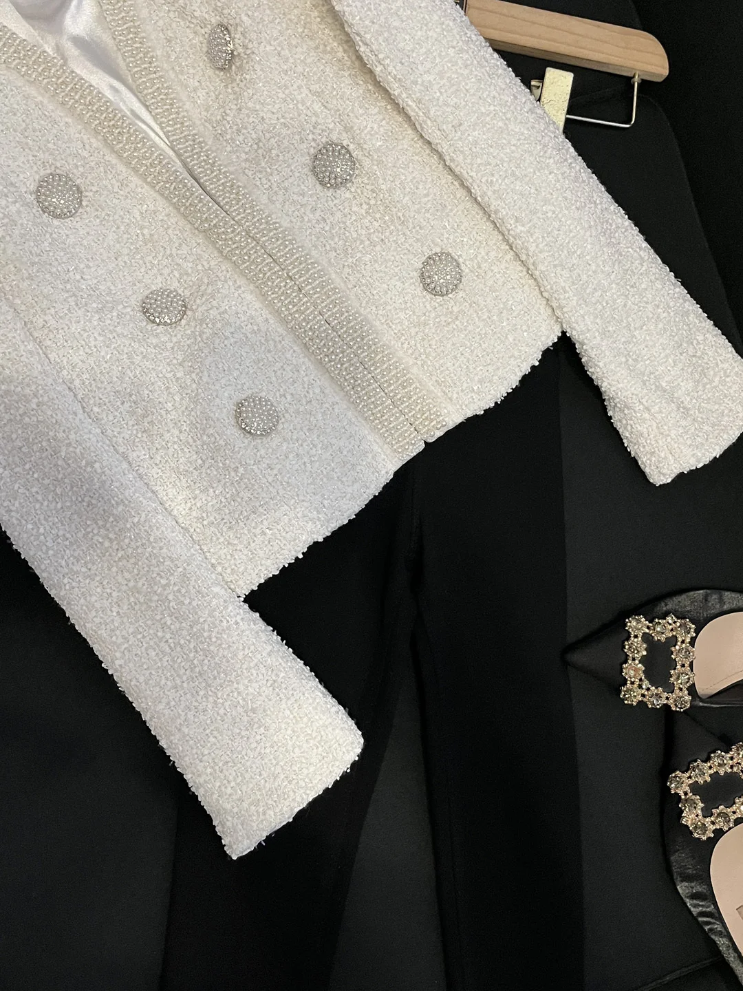 جديد Sli العمل الثقيل مزين ort Jaet المرأة سليم صالح Faionable ملابس خارجية E389 معطف طويل Sve اللون القطن #3