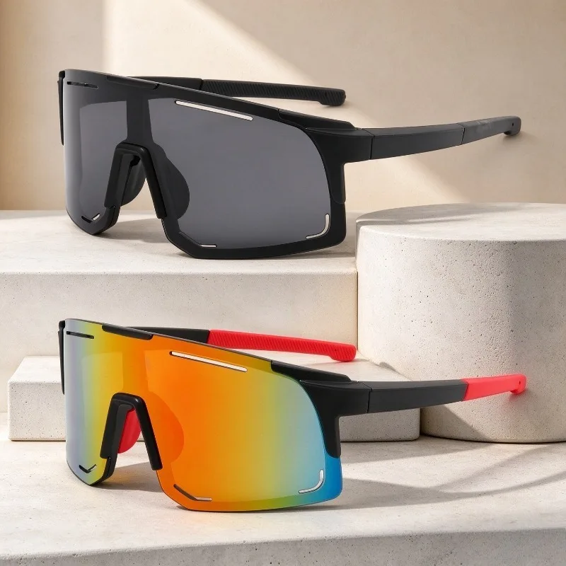 2pcd Black Frame Water Silver Cycling Sunglasses, Unisex Outdoor Sports Shades, UV Protection for Bicycle Riding
