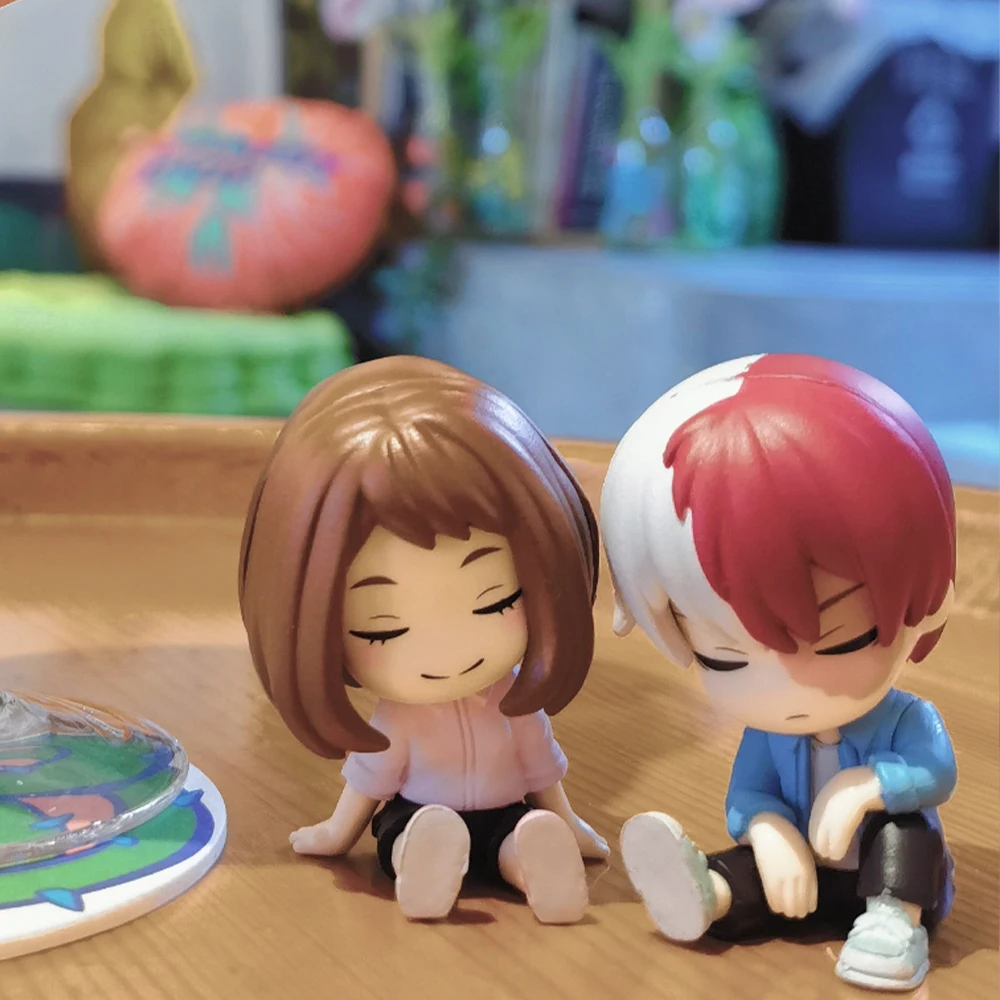 MHA 애니메이션 피규어 todorki Shouto Uraraka Ochako 미니 액션 피규어 Q 버전 인형 PVC 모델 장난감 컬렉션 동상 어린이 선물