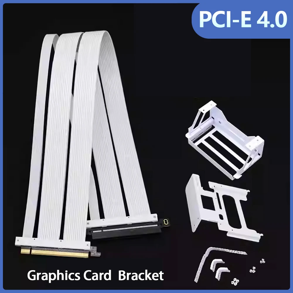 

PCI-E 4.0 X16 Extension Riser Cable Vertical Bracket Power Lossless Stable 90 Degree Angled 4070 4080 4090 Graphics Video Card