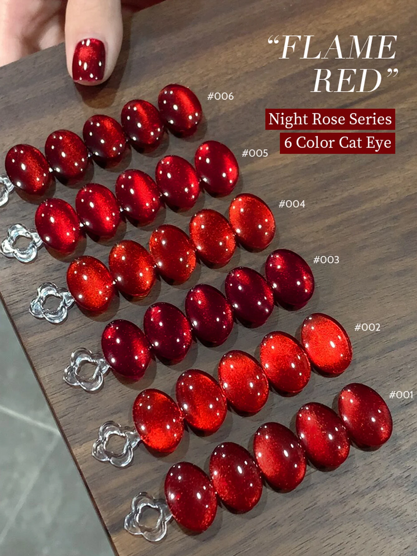 

16ML Wine Red Rose Red Cat Magnetic Gel Nail Polish Set Shiny Ruby Red Cat Eye Gel Soak Off UV Semi-Permanent Nail Art Varnish