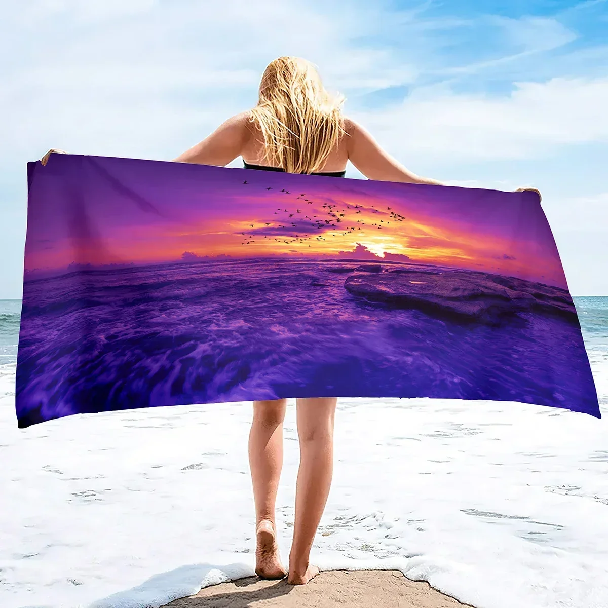 Ocean Sky Large Bath Towel Microfiber Super Soft Beach Towel Highly Absorbent Bath Sheet Quick Dry Towel for Swimming, Sports