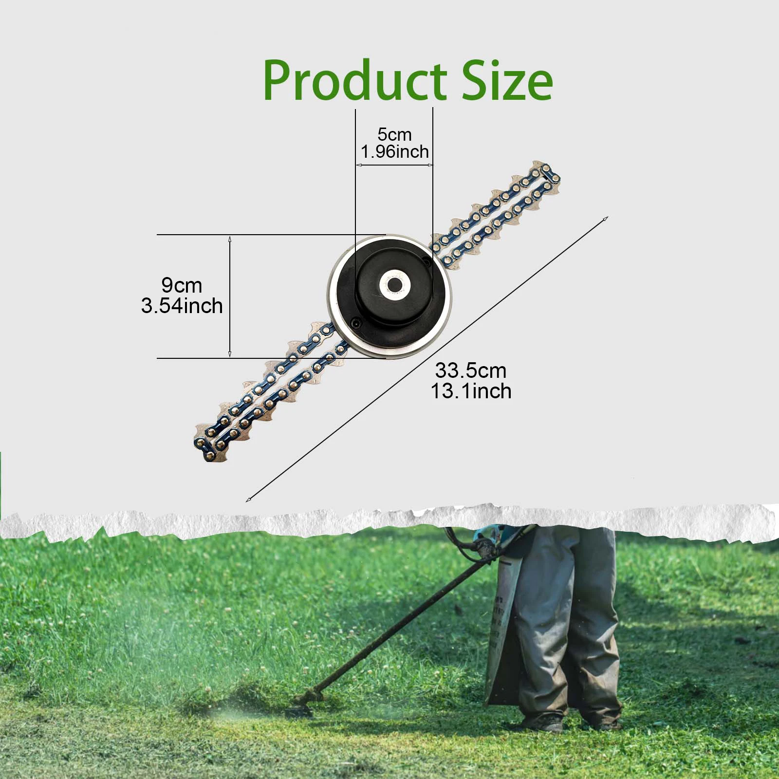 Chain Trimmer Head 13 Inch Brush Cutter Chain Weed Eater Head Heavy Duty Metal Chain Trimmer Head Universal Fit