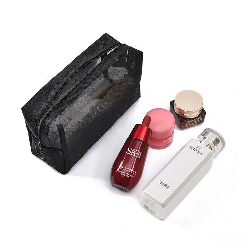 Transparent Mesh Cosmetic Bag MultifunCtional Travel Washing Bag Hollow Portable Storage Finishing Bag