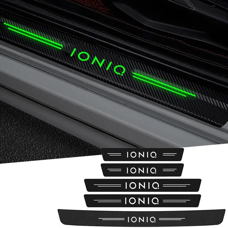 Luminous Auto Door Threshold Tape Decals Waterproof Protect Film Accessories for Hyundai IONIQ Logo Sonata Santa Fe Genesis