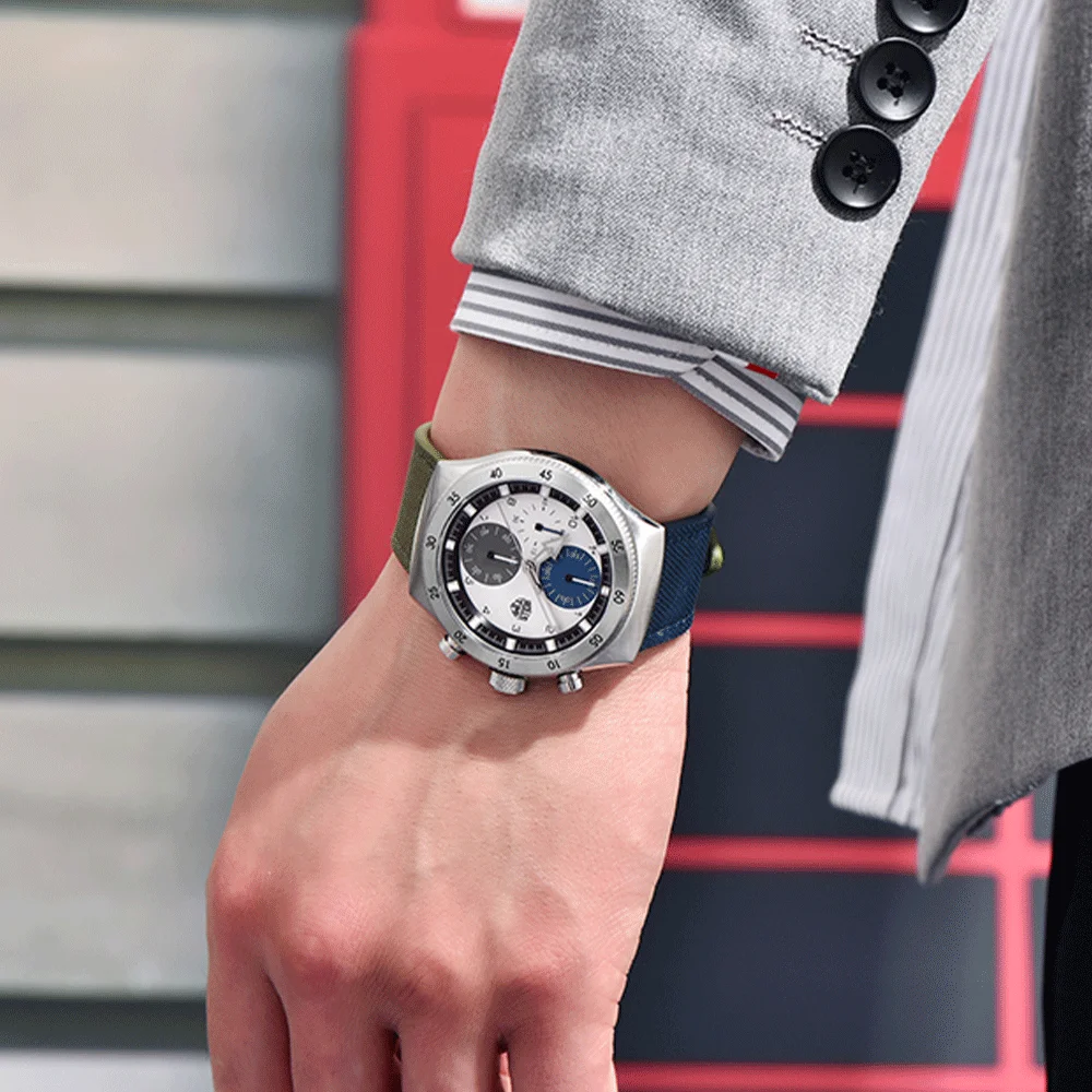 2025 ساعات رولستيمي موضة العلامة التجارية للرجال كرونوغراف الياقوت مرآة مقاوم للماء الفولاذ المقاوم للصدأ النايلون ساعة كوارتز هدية للرجال