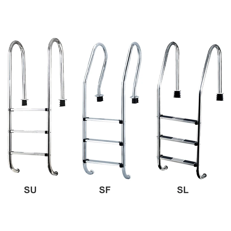 Escalera para Piscina de Acero Inoxidable 304/316, Resistente a la Corrosión, Preensamblada, con Peldaños Antideslizantes y Barandilla de Seguridad
