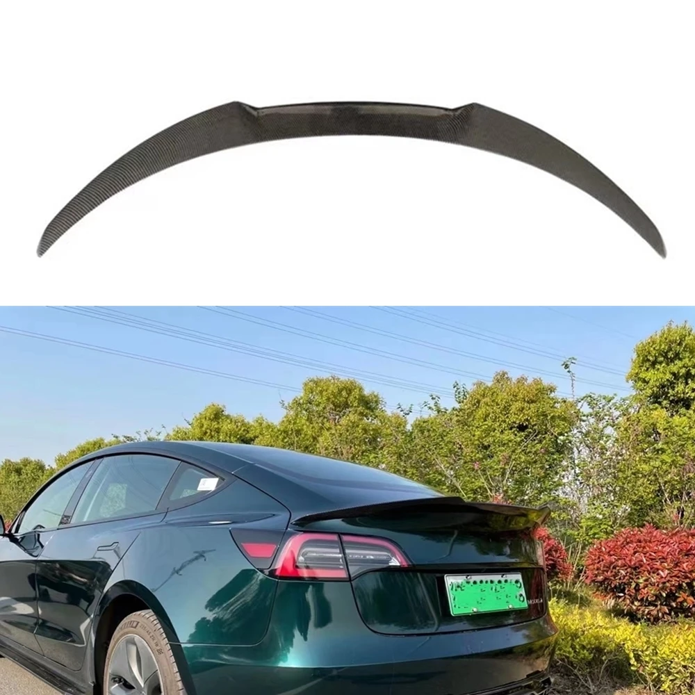 

Rear Spoiler Wing For Tesla Model 3 2017-2023 ABS Carbon Fiber Look Car Tailgate Flap Trim Trunk Lid Lip Decklid Splitter Flap