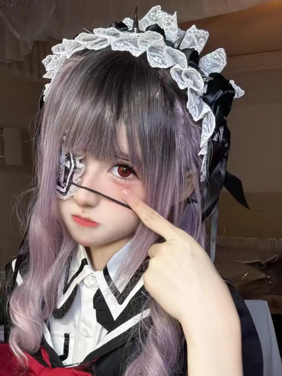 여성용 스트리트 웨어 Y2K 소녀 머리 장식, 스팀펑크 스파이크 크로스 블랙 화이트 레이스 머리띠, 로리타 고딕 메이드 카와이 액세서리