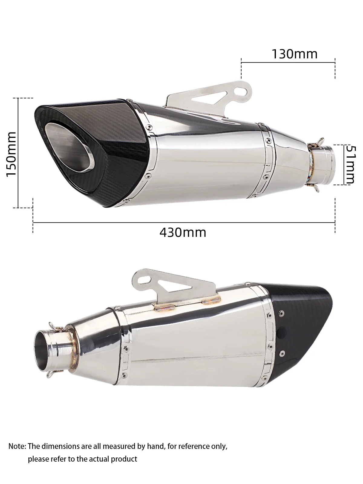 Universal 51MM motorcycle carbon fiber exhaust pipe silencer double hole exhaust pipe stainless steel R11 R77