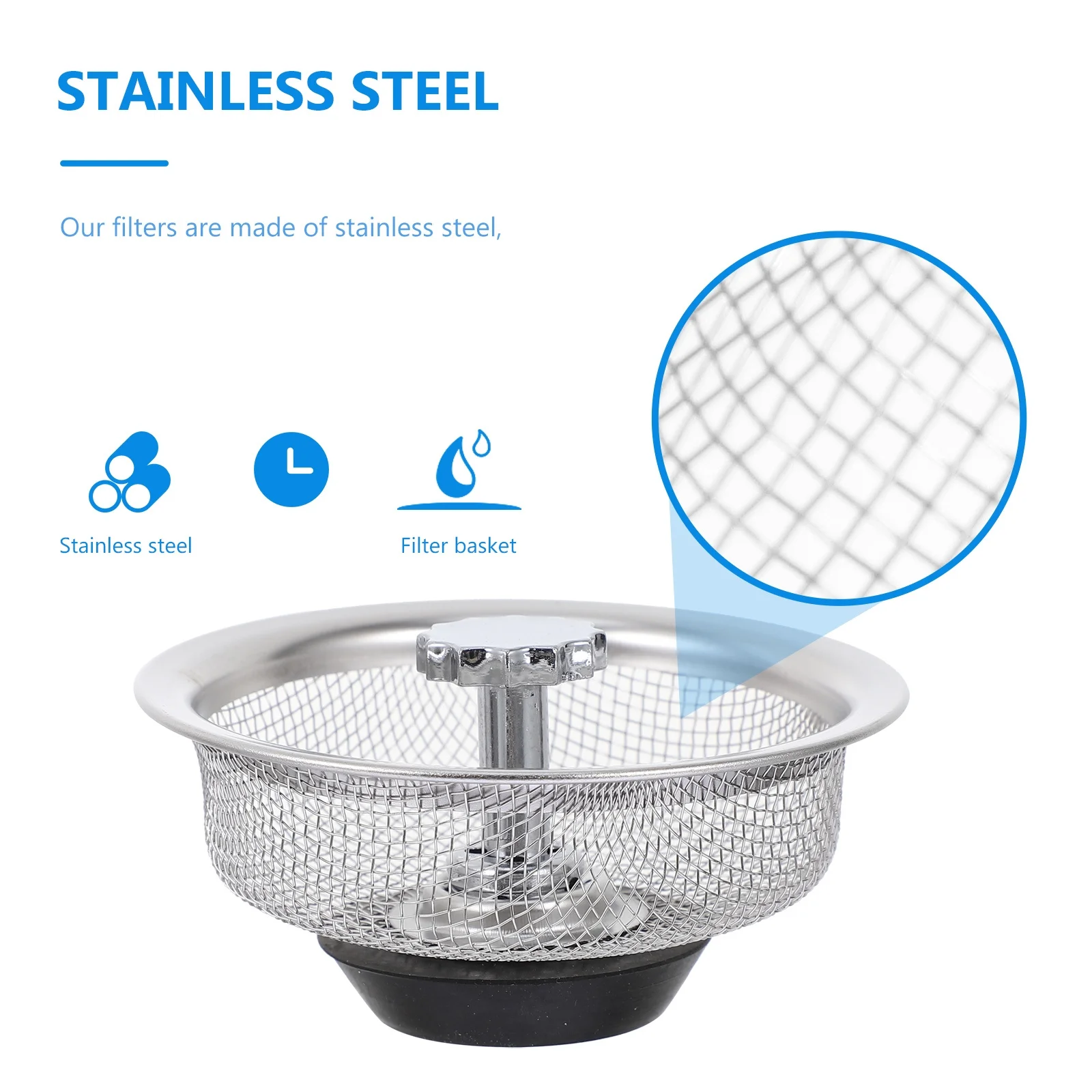 2 قطعة حوض الفولاذ المقاوم للصدأ استنزاف مصفاة مع مقبض بالوعة المطبخ تصفية شبكة لإزالة بقايا نظام الصرف حجب المياه #6