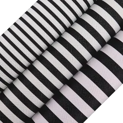 30x134cm Roll Black White Stripe Faux Synthetic PU Leather Fabric For HandBag Craft Sewing DIY HM015