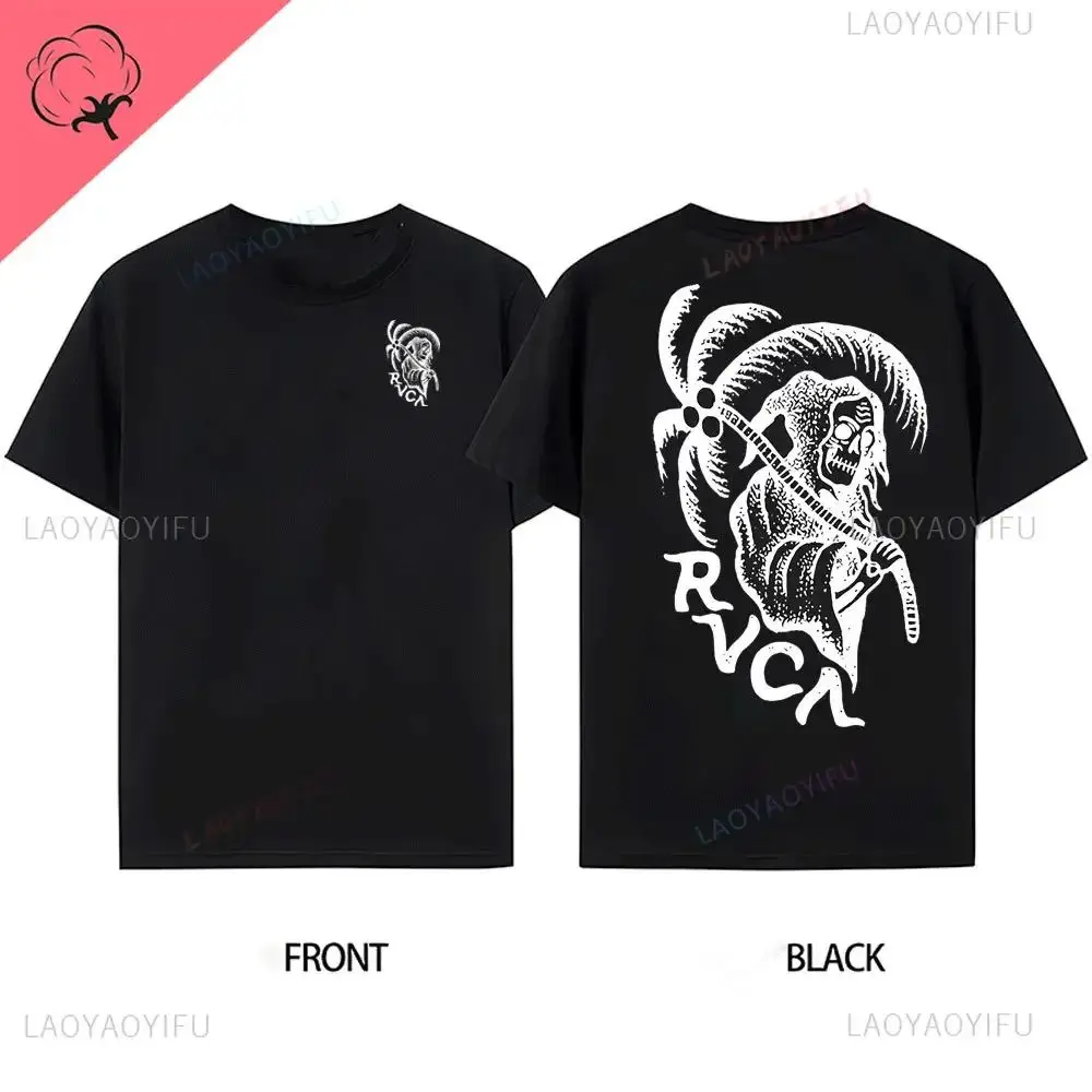 

RVCA Мужская футболка с коротким рукавом и круглым вырезом, хлопковая уличная модная мужская рубашка в стиле ретро с коротким рукавом, верхняя уличная одежда