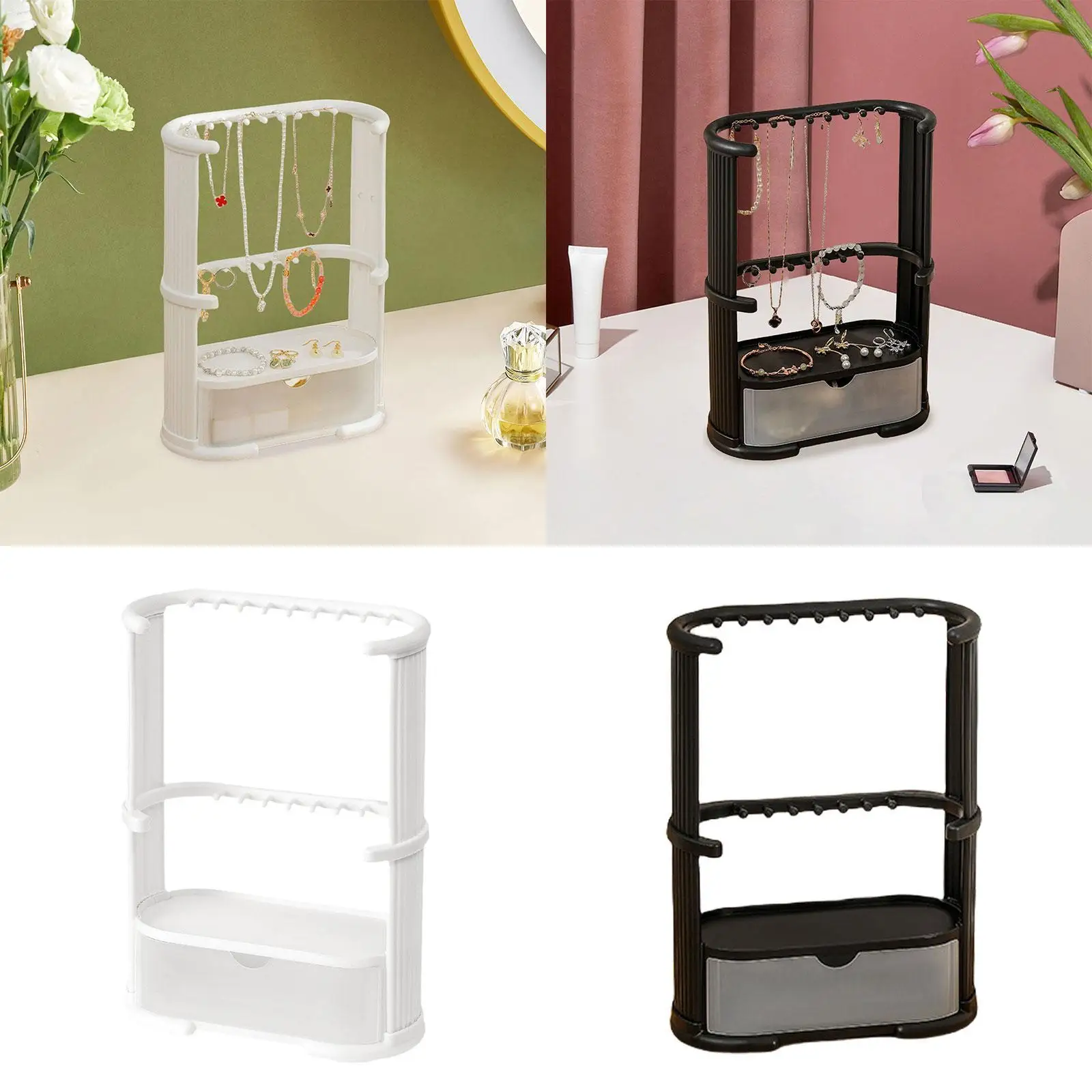 

3 Tiers Jewelry Organizer Stand with Drawer for Live Broadcast Dressing Room