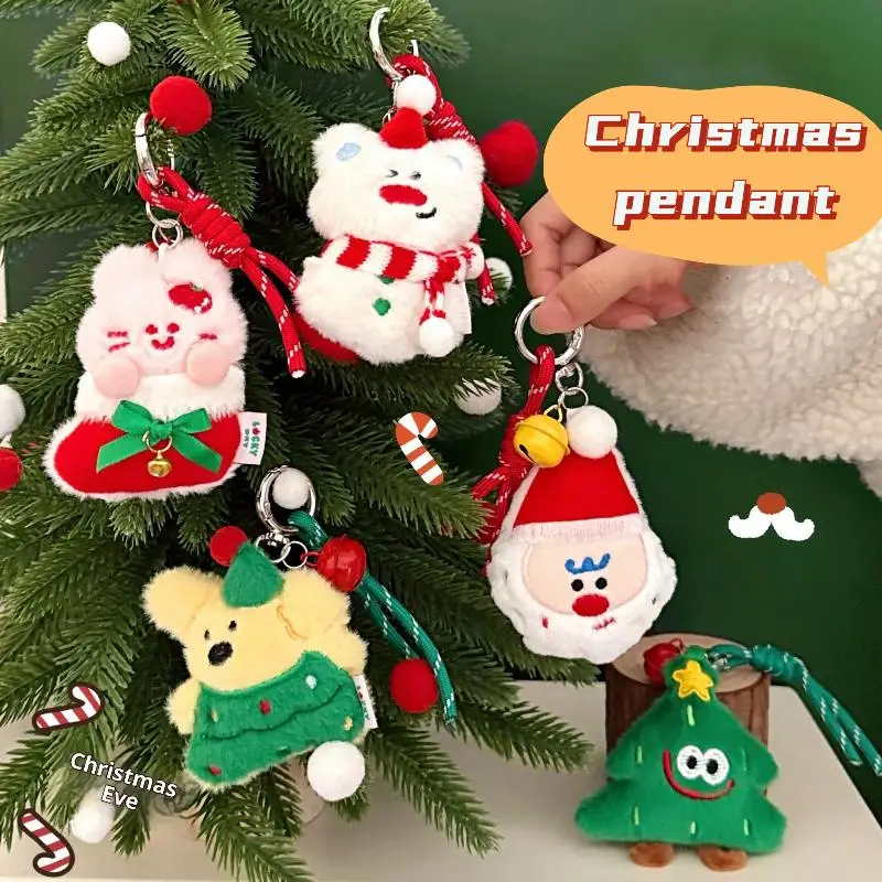 

1Pc Cute Cartoon Christmas Plush Doll Keychain Kawaii Stuffed Backpack Decoration Accessory Christmas Gift