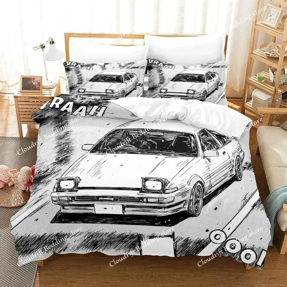Initial Ae86 Boys Bedroom Bedding Set Single Twin Full Queen King Size Aldult Duvetcover 3D Anime Bed Sheet Set026