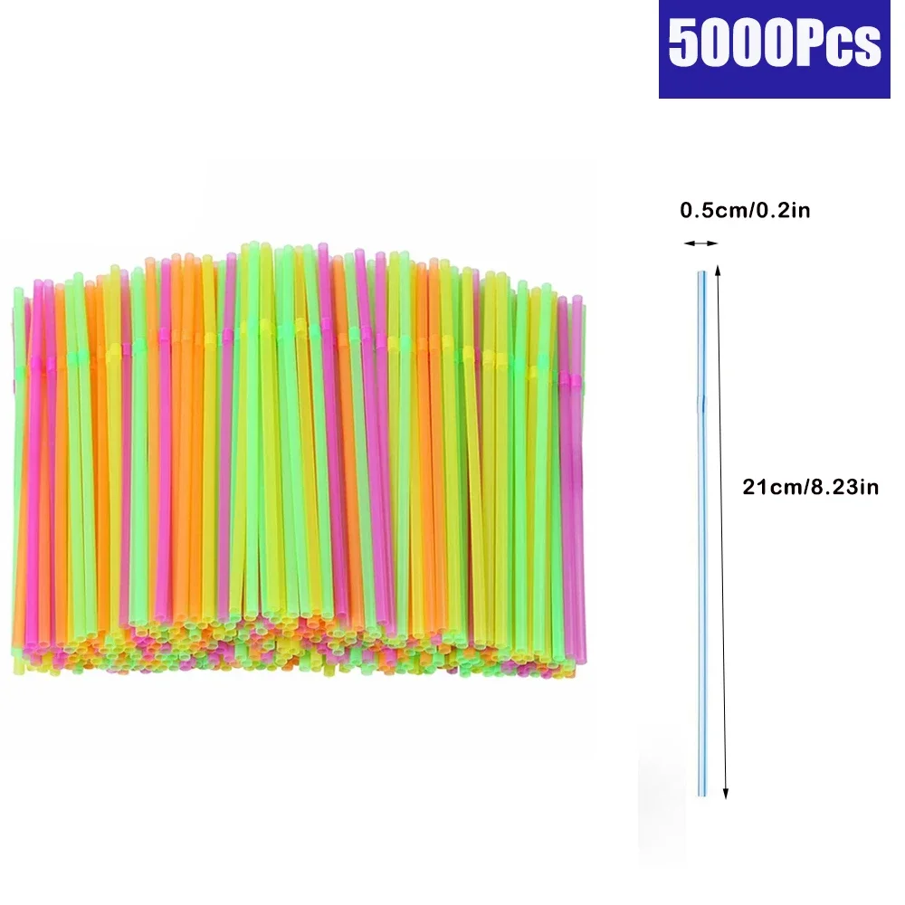 100-10000PCS Colorful Drinking Straws Kunststof Milk Tea Bar Party Wedding Kitchen Home Accessories Beverage Straw Wholesale