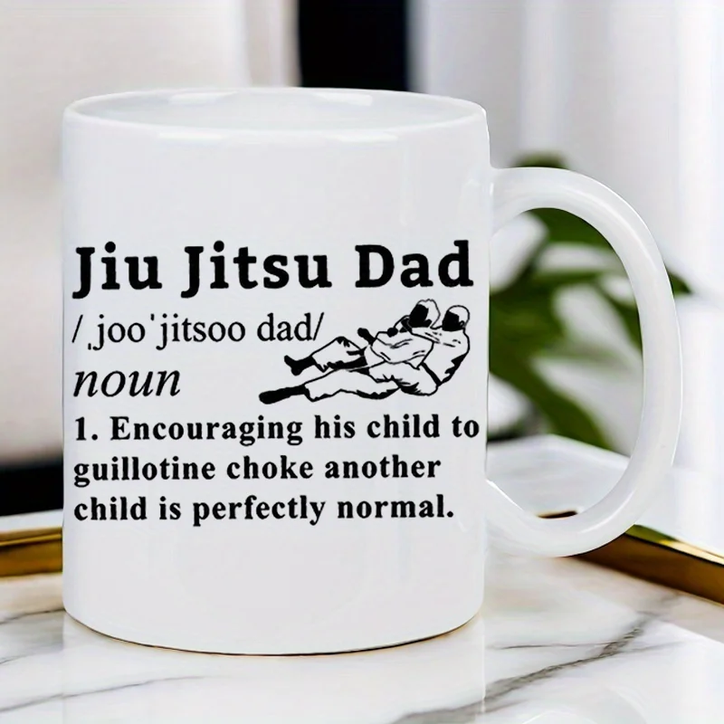JIU JITSU DAD 11oz Cermic Coffee Mug- Reusble, Insulted,Trvel Mug, Hnd-Wsh Only-Perfect for Coffee Lovers, Men & Women white mug