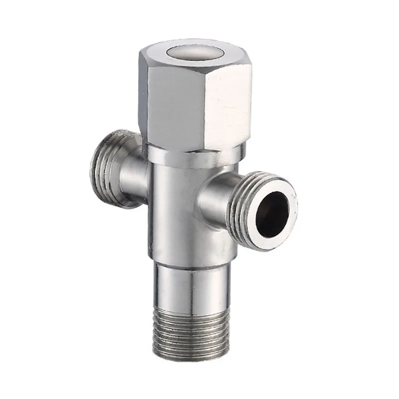 

304 Stainless Steel Bathroom Triangle Valve Faucet Accessories Two Way Angle Valve G1/2 Thread Water Inlet