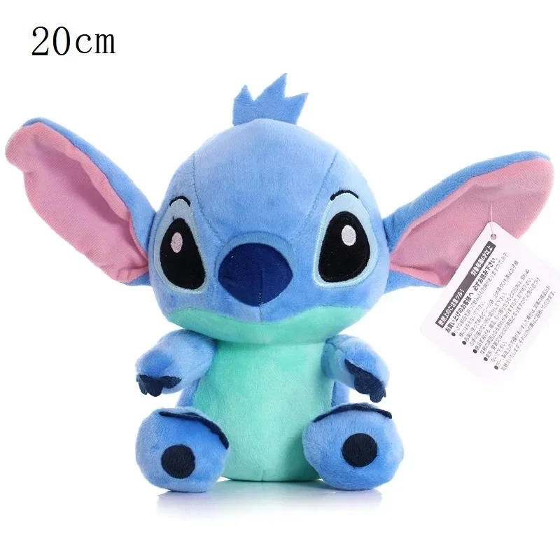 Disney Stitch Cartoon Blue Pink Plush Dolls Anime Toys Lilo and 20CM Pendant Plush Stuffed Toy Christmas Birthday Gifts for Kids